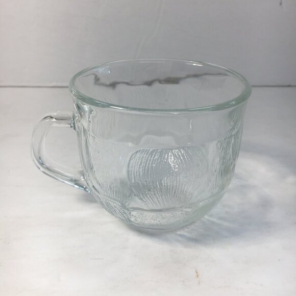 Arcoroc Fleur Punch Cup Set 6 Clear Glass Mugs Floral Design - Picture 2 of 7